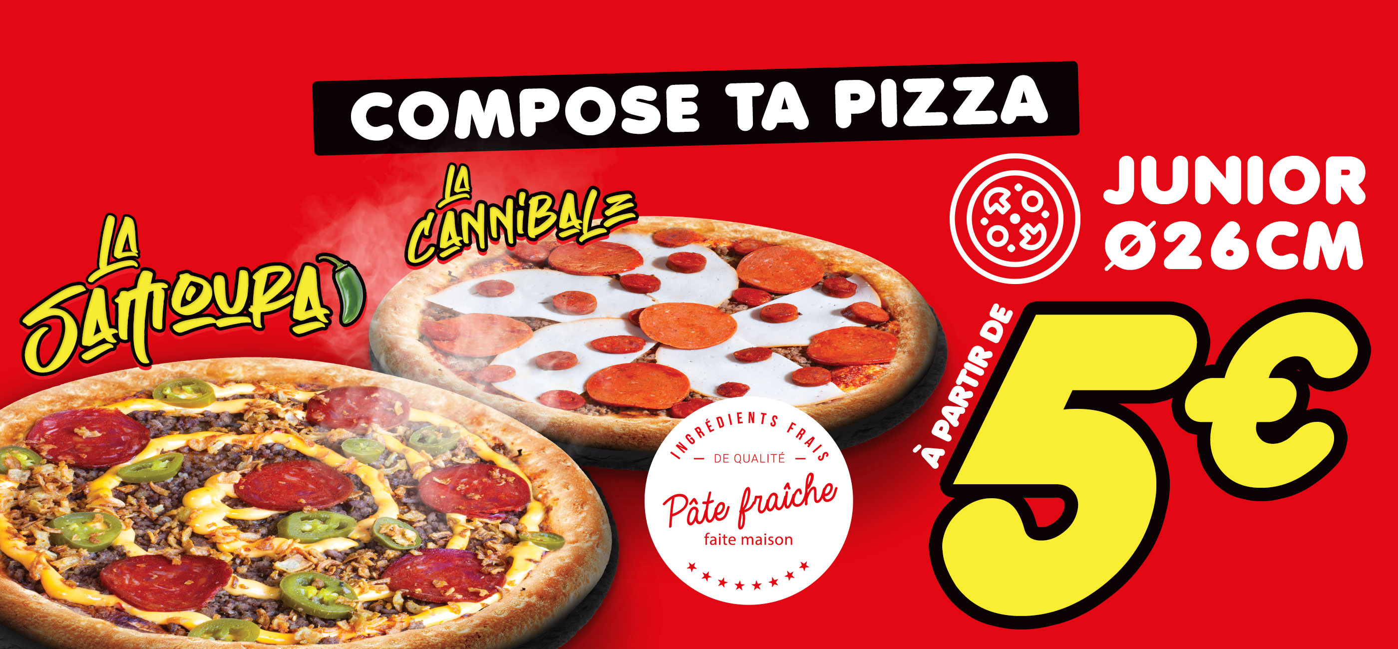 Compose ta Pizza à partir de 5€